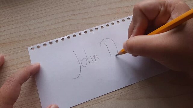 Handwriting the name John Doe