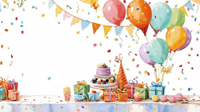 Birthday Party Watercolor Frame Design Celebration Background