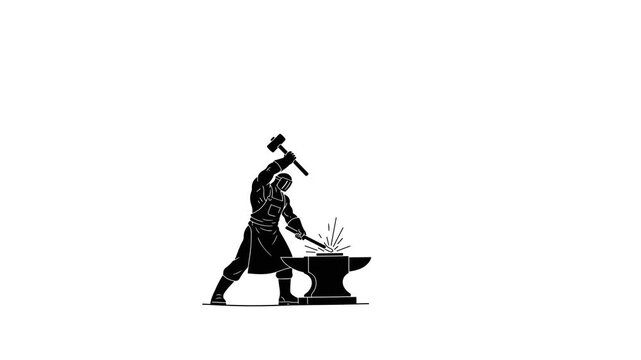 Blacksmith Worker Silhouette Icon