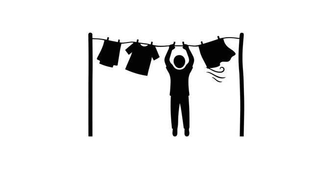 Person Hanging Laundry Silhouette