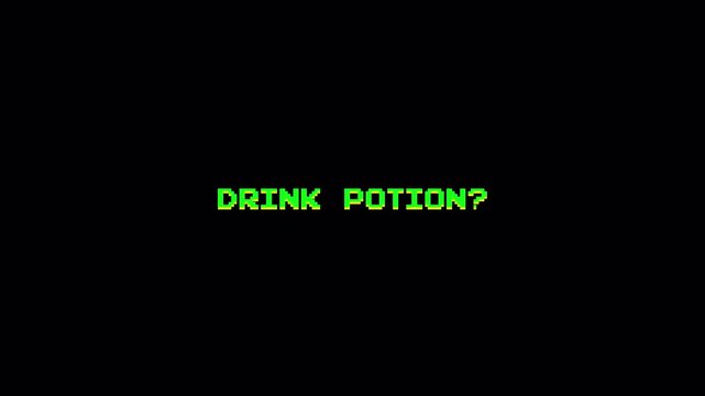8 Bit Pixel Text Retro Gaming Prompt Animation, "Drink Potion?" Message Loop 4k video animation seamless loop