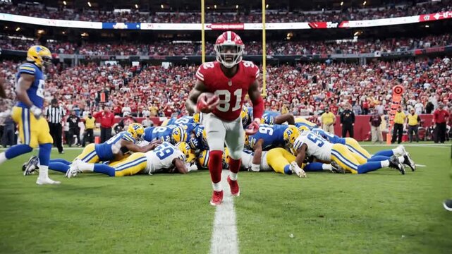 Athletic Leap in Football Game