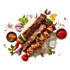 Grilled Meat Skewers with Rice