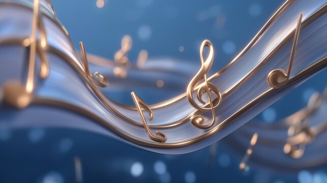 A sheet of music with many notes and a gold color