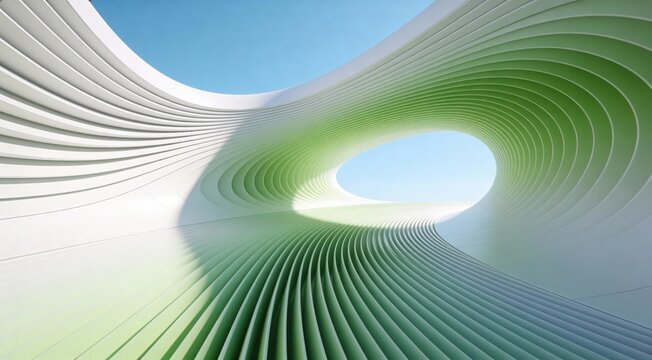 Futuristic Abstract Architecture Background Organic Green and White Flowing Parametric Lines 3D Render