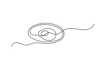 Obraz premium Fried Egg Continuous One Line Minimalist Outline Drawing Vector Illustration