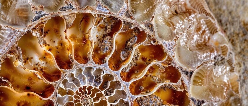 fossil ammonite shell rock close up