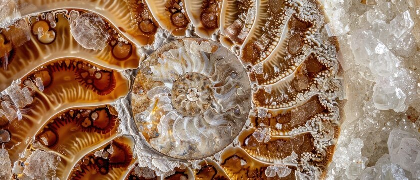 fossil ammonite shell rock close up