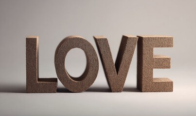 The letters LOVE are made of wood