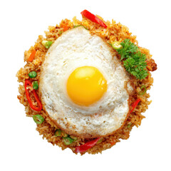 Fried Rice with Fried Egg Overhead View