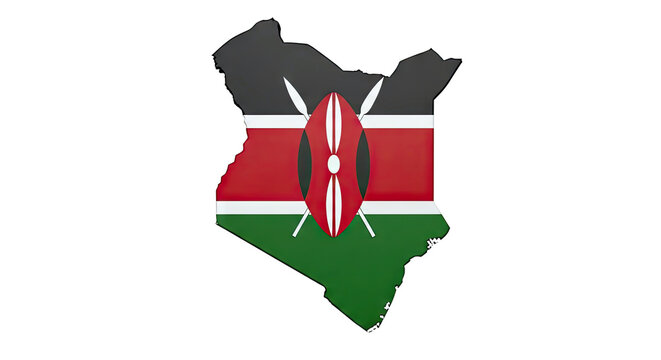 Map of Kenya with Flag and Emblem