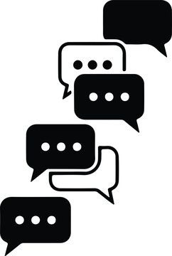 Silhouette Group of overlapping speech bubbles for communication dialogue and chat illustration vector