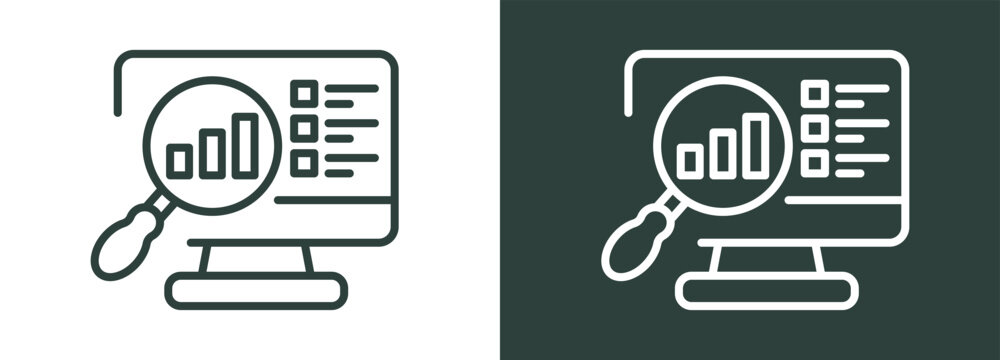 Analysis Icon White and Black Style Of