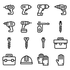 Fototapeta premium Qualityful drill line icon set 