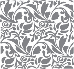 Elegant gray floral and leaf pattern creating a sophisticated decorative design