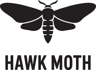 Hawk moth insect butterfly creature wings body antennae black silhouette vector illustration