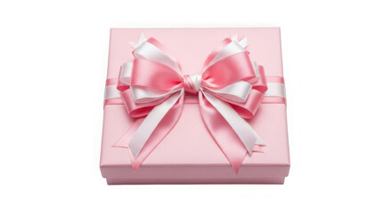 Obraz premium Pink gift box with a large ribbon bow isolated on transparent background