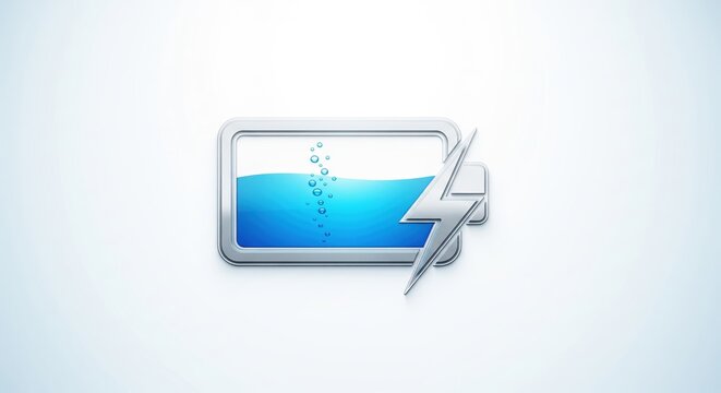 Battery icon with water illustrating energy concept and sustainability in modern technology