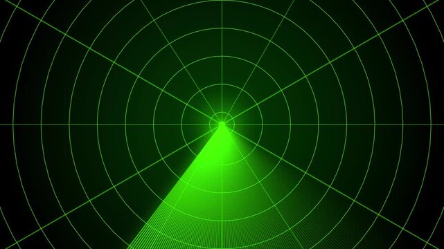Abstract radar screen digital interface. Futuristic radar screen interface with green digital grid and scanning beam. Radar screen showing scan results, multiple targets detected.
