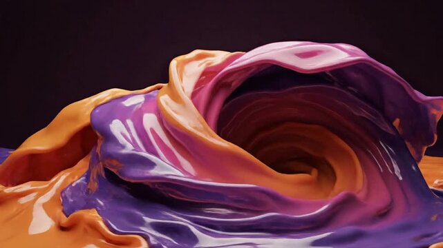 Vibrant paint swirl in orange and purple