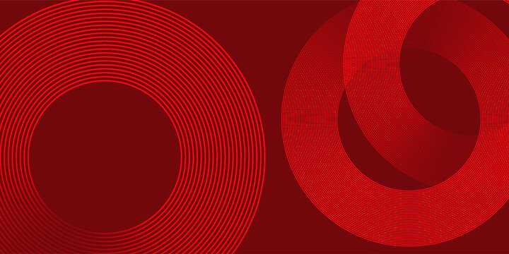 Abstract red geometric background with concentric circles and flowing wave lines, modern minimal design for branding, technology, and creative projects.
