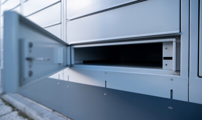 Empty Opened The Pickup Cell Of The Parcel Automated Locker