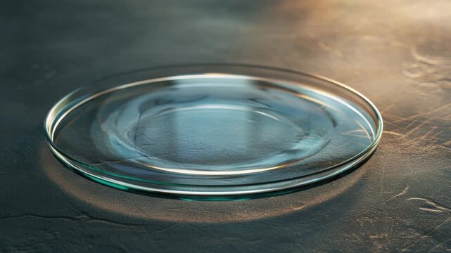 Video A clear view of a glass plate on a table, perfect for showcasing food or drinks