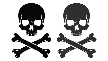 Two black skull and crossbones symbols are displayed against a white background