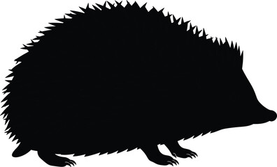 Hedgehog silhouette illustration isolated on white background representing wildlife, animal icon, nature symbol, spiny mammal graphic design