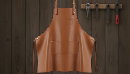 Blank leather apron, apron mockup, clean apron, design presentation for print, 3d illustration, 3d rendering
