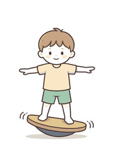 minimal stock vector icon flat clipart muted pastel colors low saturation low contrast simple geometric shapes clean edges consistent proportions minimal facial features child balancing on