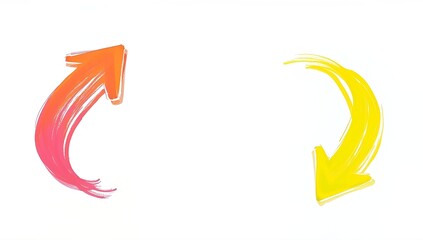 Fototapeta premium Colorful curved arrows set with vibrant brush strokes and gradient colors for process cycle and refresh concept