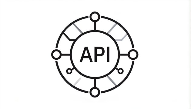 API application programming interface icon with circuit line connection for software development and cloud computing concept