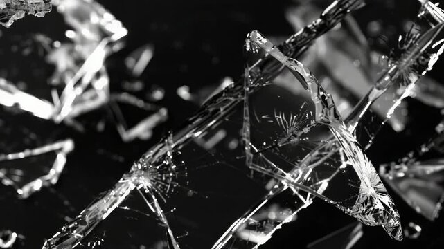 Video A broken glass window against a dark background