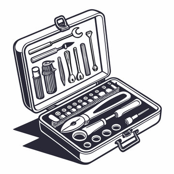 Open toolbox with assorted tools