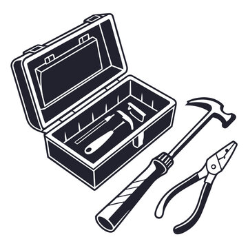 Open toolbox with hammer and pliers