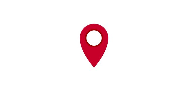 Animated location pin icon bouncing on white background.