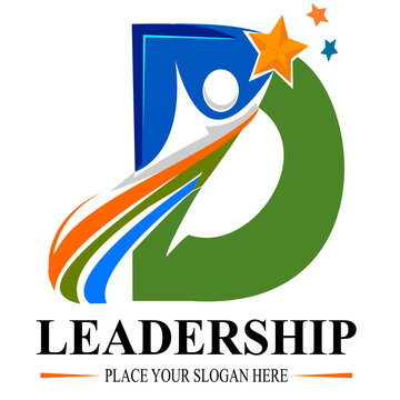 Leadership Logo Design with Letter Dand Human Figure