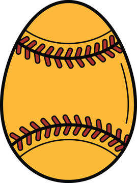 Baseball Shaped Easter Egg Vector Illustration, Creative Sports and Holiday Concept Design