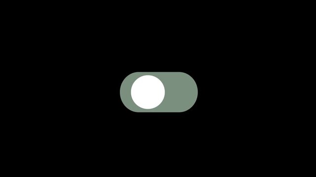 switch off on button animation.black screen Modern Neumorphism style slide button.Turn On and Off switch 4k animation.
