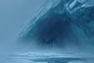 Naklejka premium epic creature emerging from arctic glacier