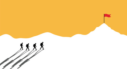 Team journey climbing toward the final mountain goal