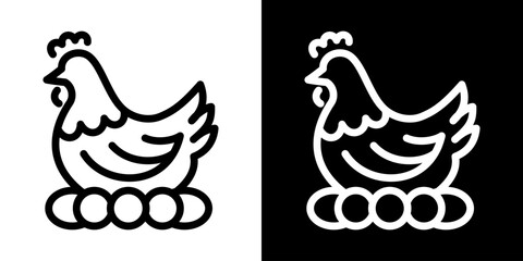 Fototapeta premium Outline chicken icon. Minimal poultry symbol with smooth lines, suitable for food design, farming graphics, branding and simple visual communication.