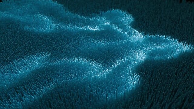 An abstract and ethereal pattern of luminous blue light spreads across a dark, subtly textured surface, resembling a cosmic ripple.