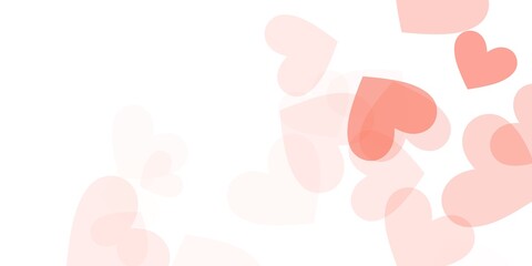 Minimalist red white valentine banner template background with heart confetti