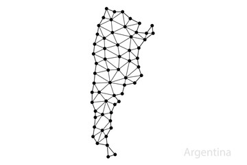 Fototapeta premium Argentina network map with connected black nodes