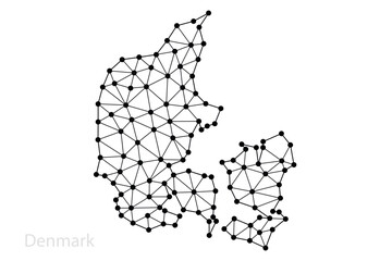 Fototapeta premium Denmark network map with connected black nodes