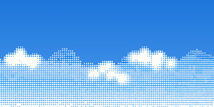 Pixelated blue sky with white clouds a retro videogame aesthetic