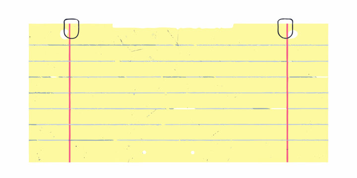 Yellow lined index card with red staples a simple stationery item