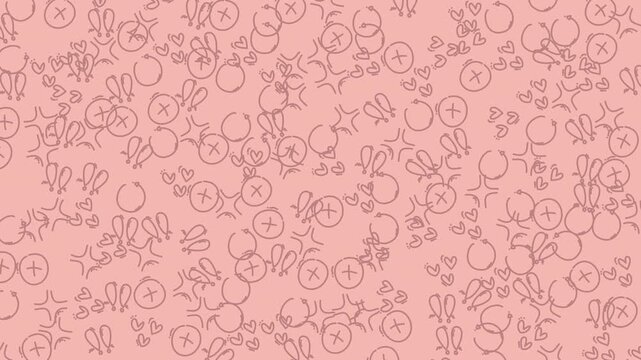Doodle line art cute hand-drawn seamless pattern icons hearts stars, suitable for backgrounds, textiles, packaging, children's designs, or digital media.